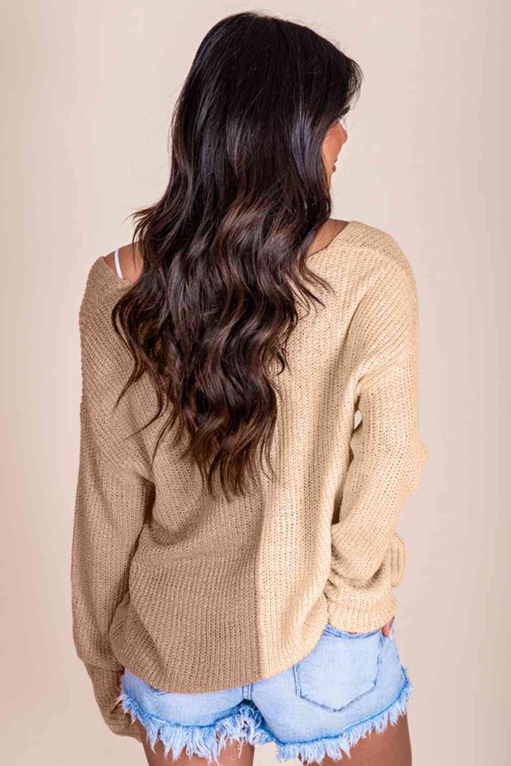 Contrast Color V-Neck Long Sleeve Pullover Sweater - Premium from Trendsi - Just $29! Shop now at ZLA