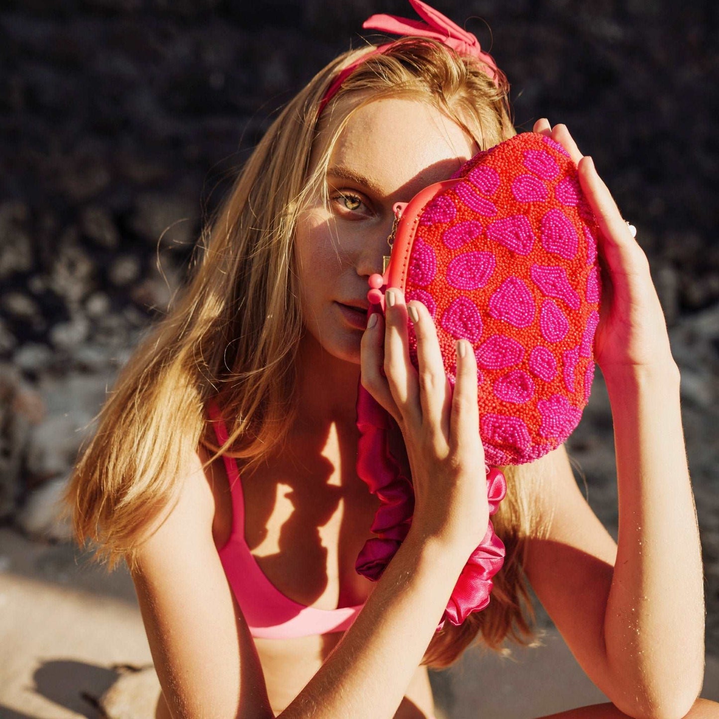 ARNOLDI Jean Hand-beaded Clutch, in Red & Pink - Premium from BrunnaCo - Just $136.50! Shop now at ZLA