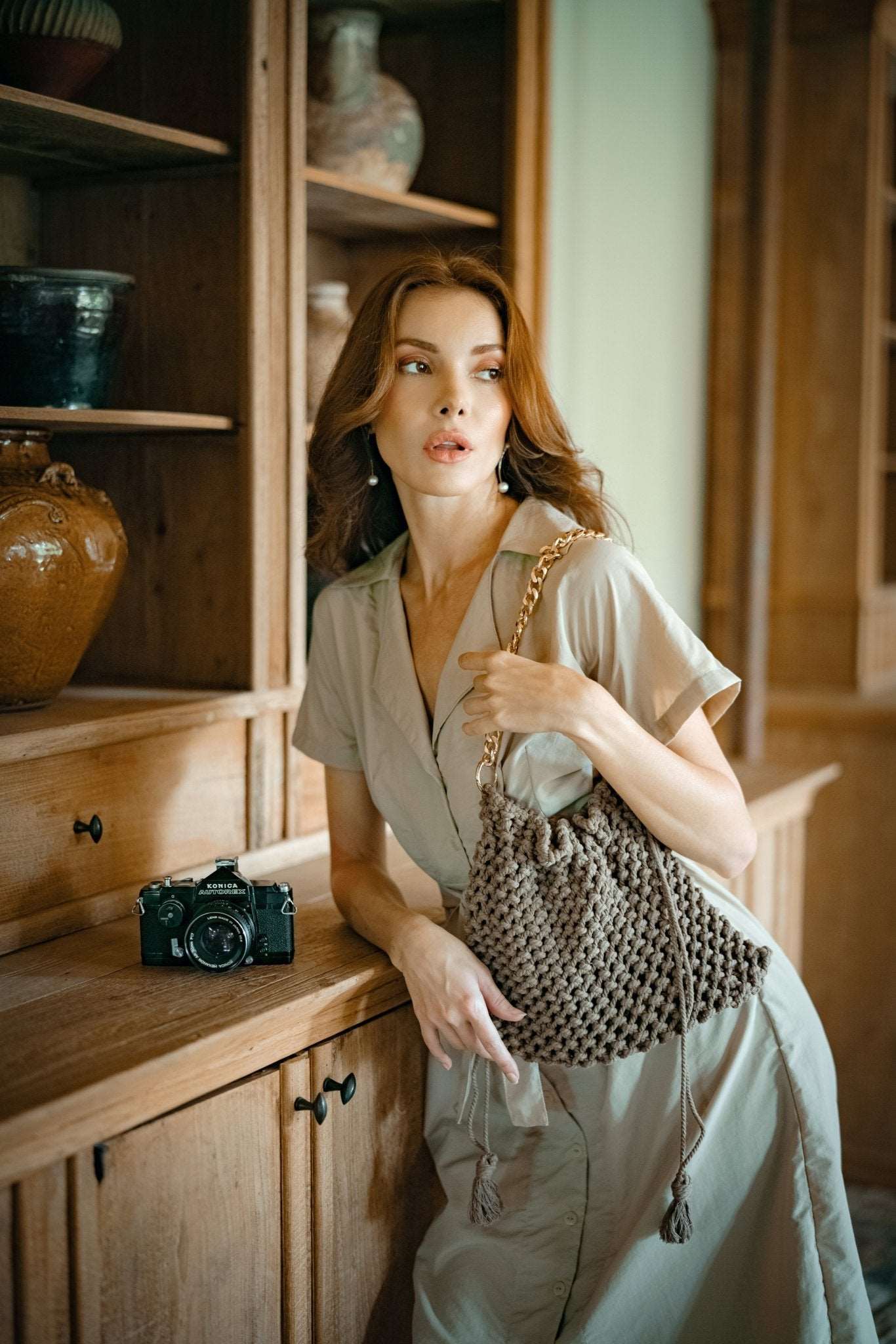 ARYA Safari Linen Midi Dress, in Beige - Premium from BrunnaCo - Just $149.50! Shop now at ZLA