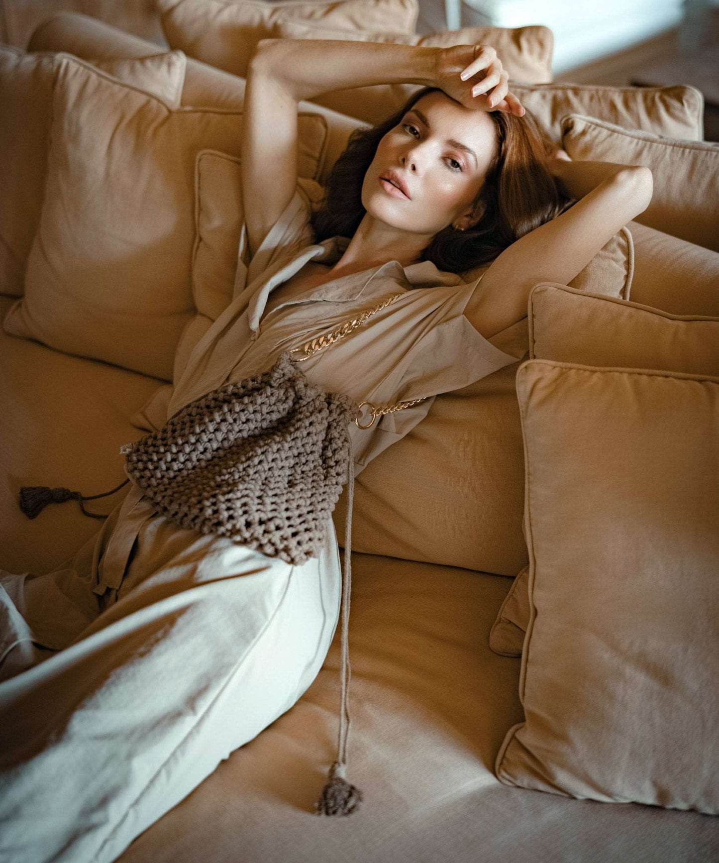 ARYA Safari Linen Midi Dress, in Beige - Premium from BrunnaCo - Just $149.50! Shop now at ZLA