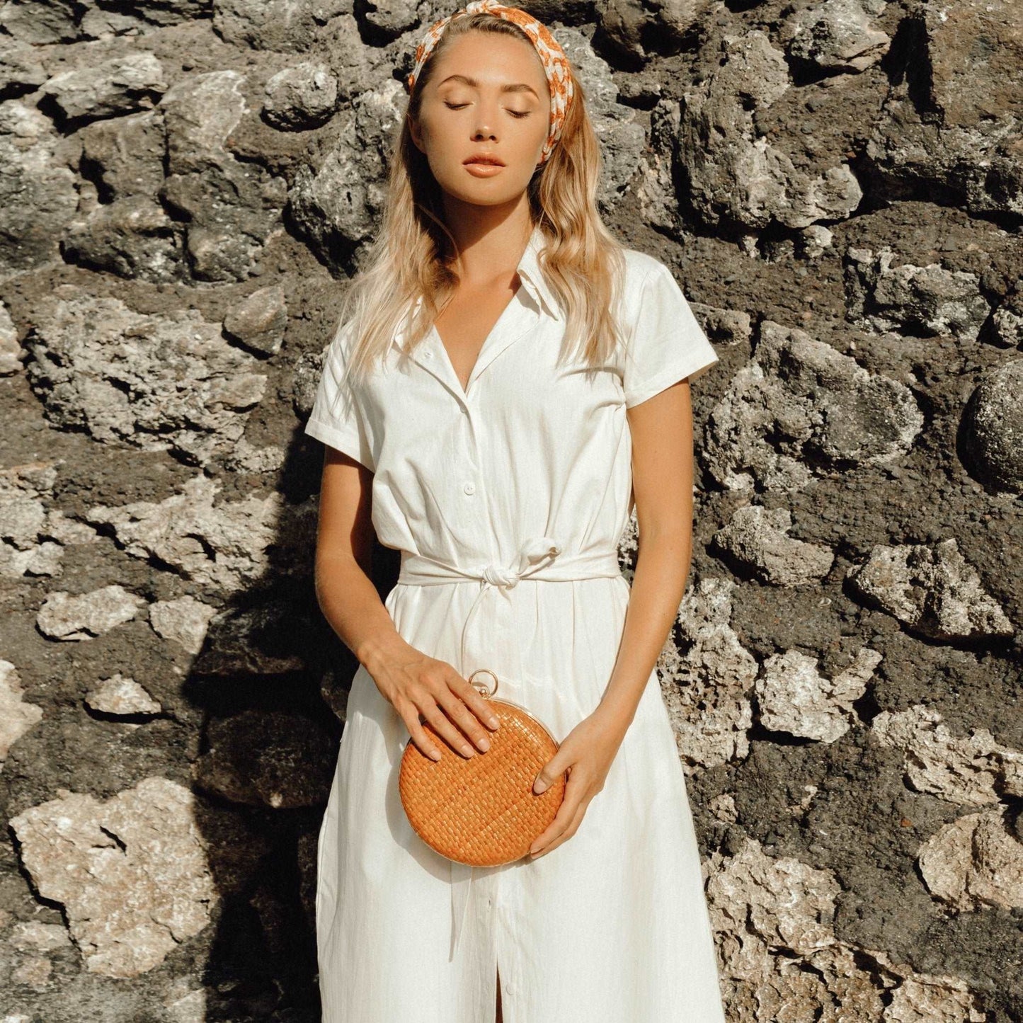 ARYA Safari Linen Midi Dress In Off White - Premium from BrunnaCo - Just $119.50! Shop now at ZLA