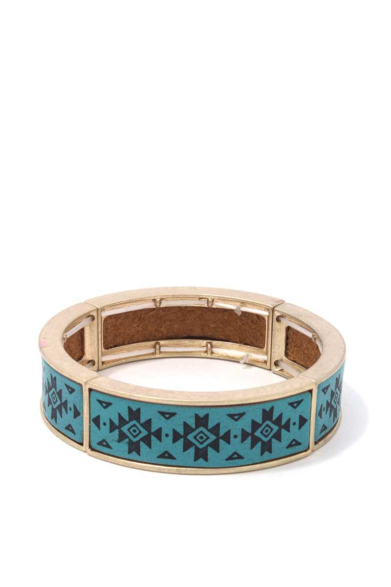 Aztec Pattern Metal Stretch Bracelet - ZLA