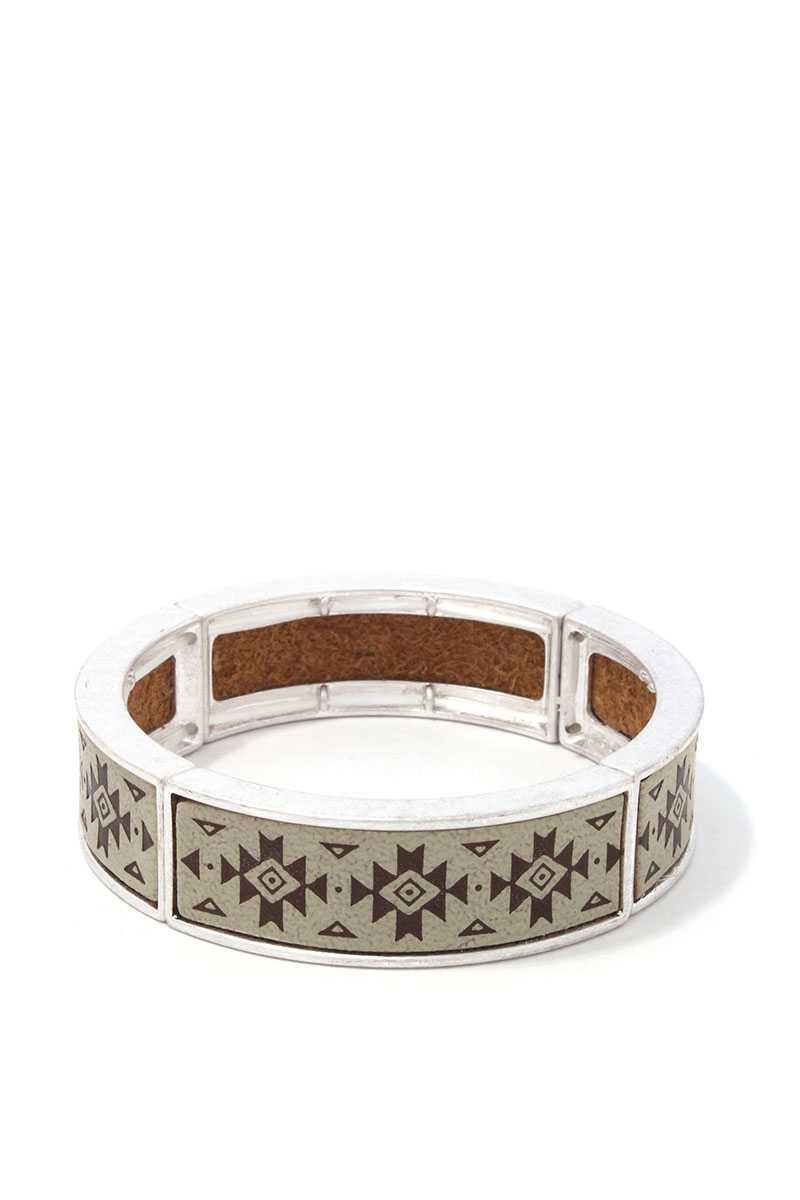 Aztec Pattern Metal Stretch Bracelet - ZLA