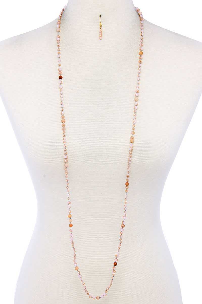 Beaded Fashion Long Necklace And Earring Set - ZLA