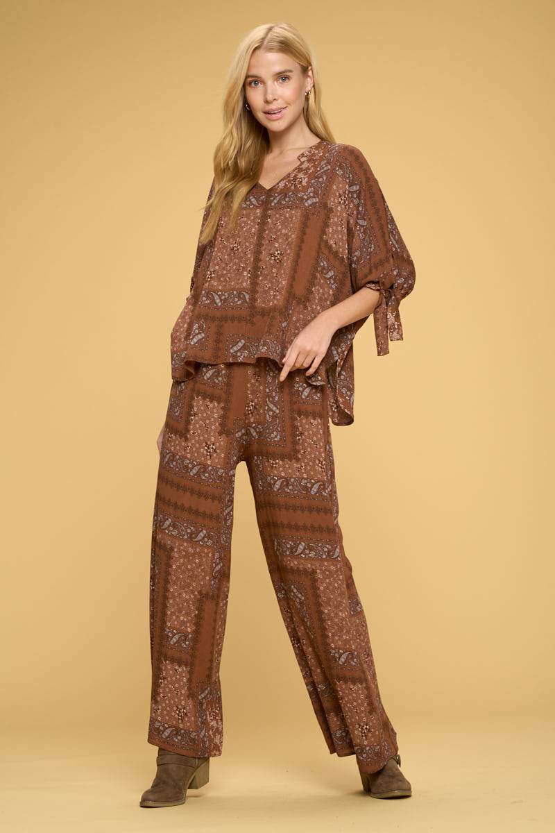 Boho Paisley Print Palazzo Pants - Premium Women's Clothing from Tan Hephaestus - Just $56.68! Shop now at ZLA