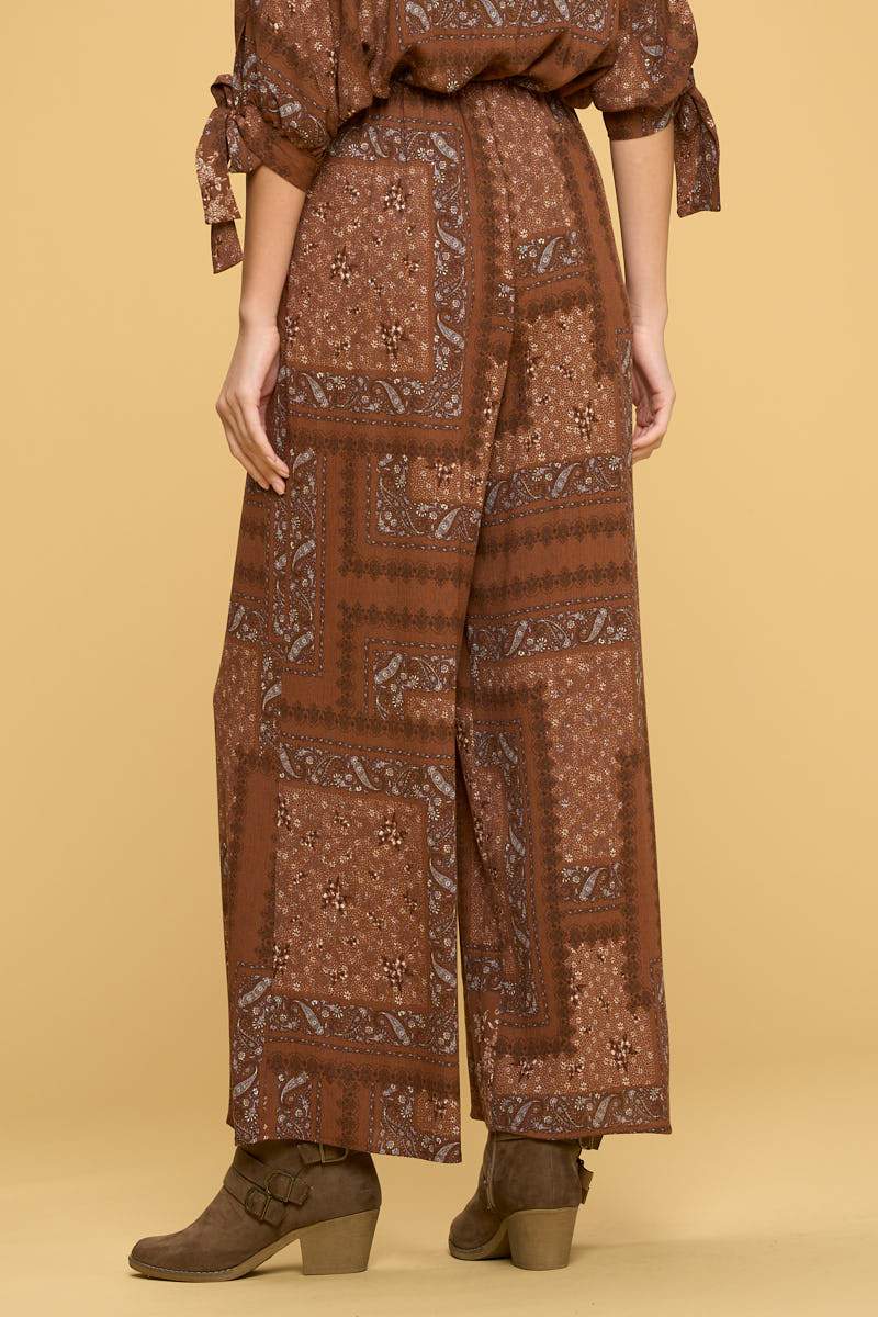 Boho Paisley Print Palazzo Pants - Premium Women's Clothing from Tan Hephaestus - Just $56.68! Shop now at ZLA