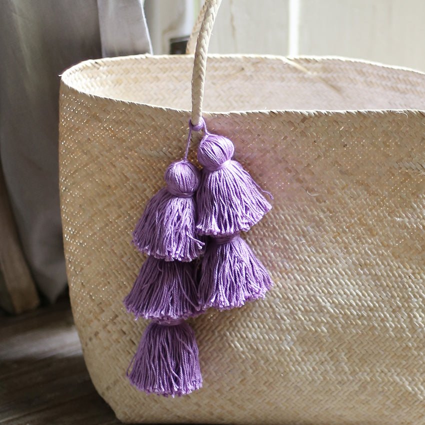 Borneo Sani Straw Tote Bag - with Purple Tassels - Premium from BrunnaCo - Just $86.50! Shop now at ZLA