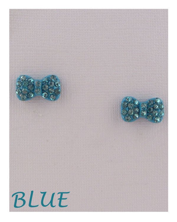 Bow earrings w/decorative rhinestones - ZLA