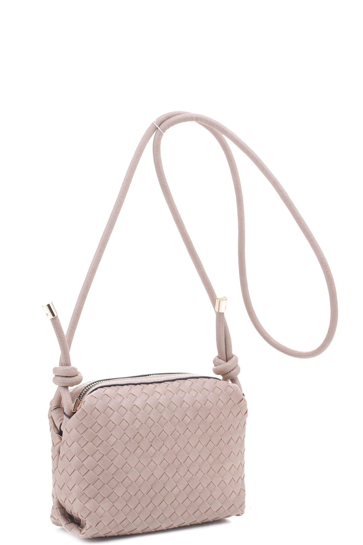 Braid Texture Zipper Crossbody Bag - ZLA