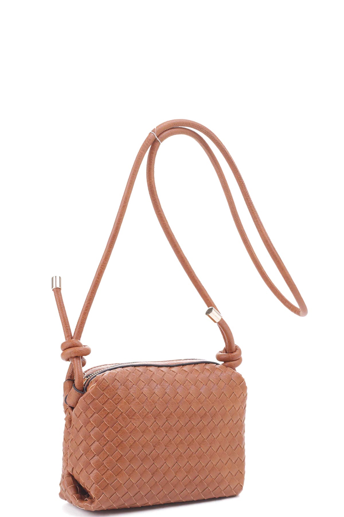 Braid Texture Zipper Crossbody Bag - ZLA