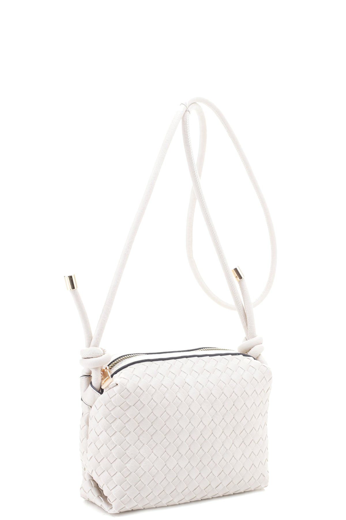 Braid Texture Zipper Crossbody Bag - ZLA