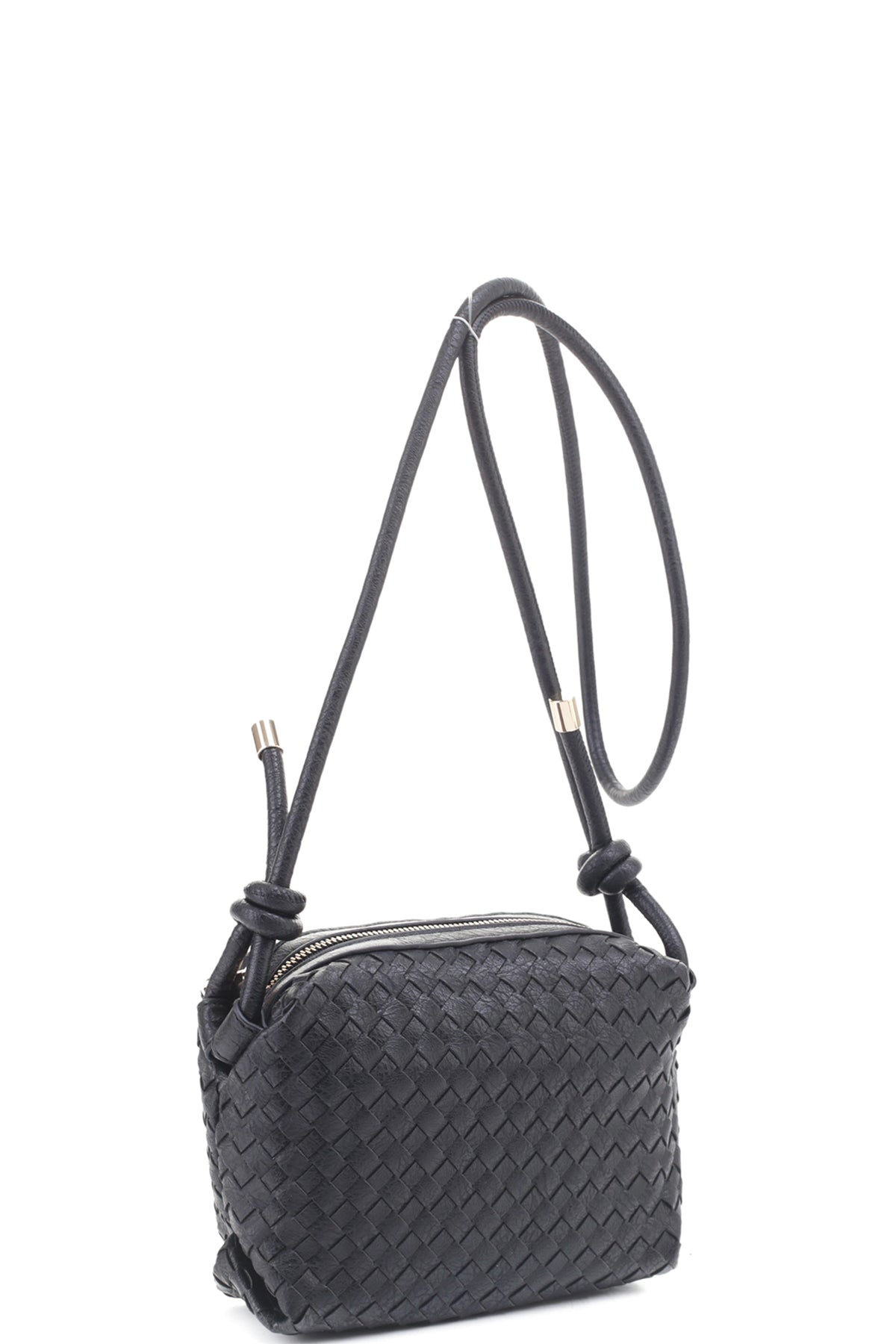 Braid Texture Zipper Crossbody Bag - ZLA