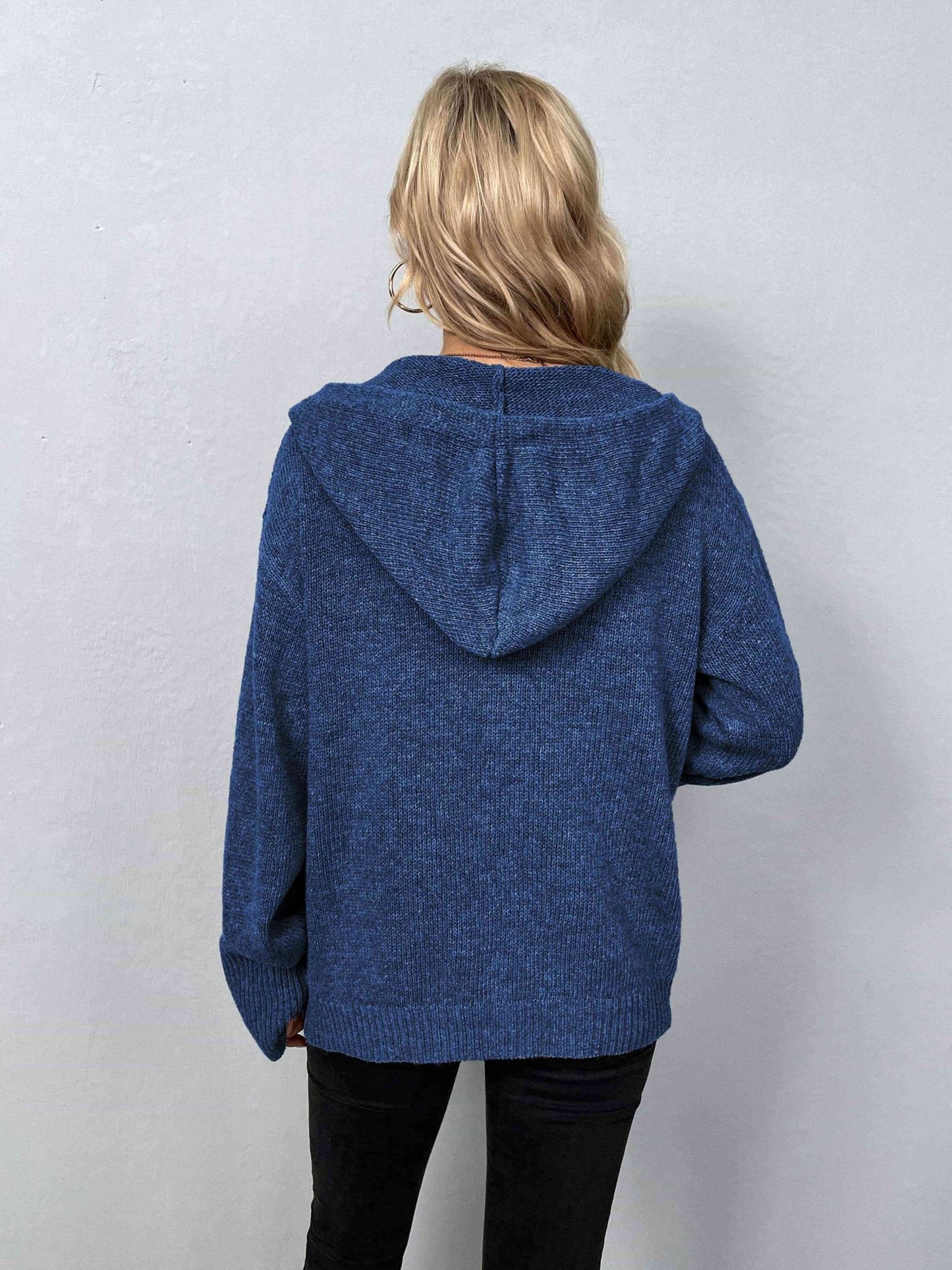 Button-Down Long Sleeve Hooded Sweater - Premium from Trendsi - Just $37! Shop now at ZLA