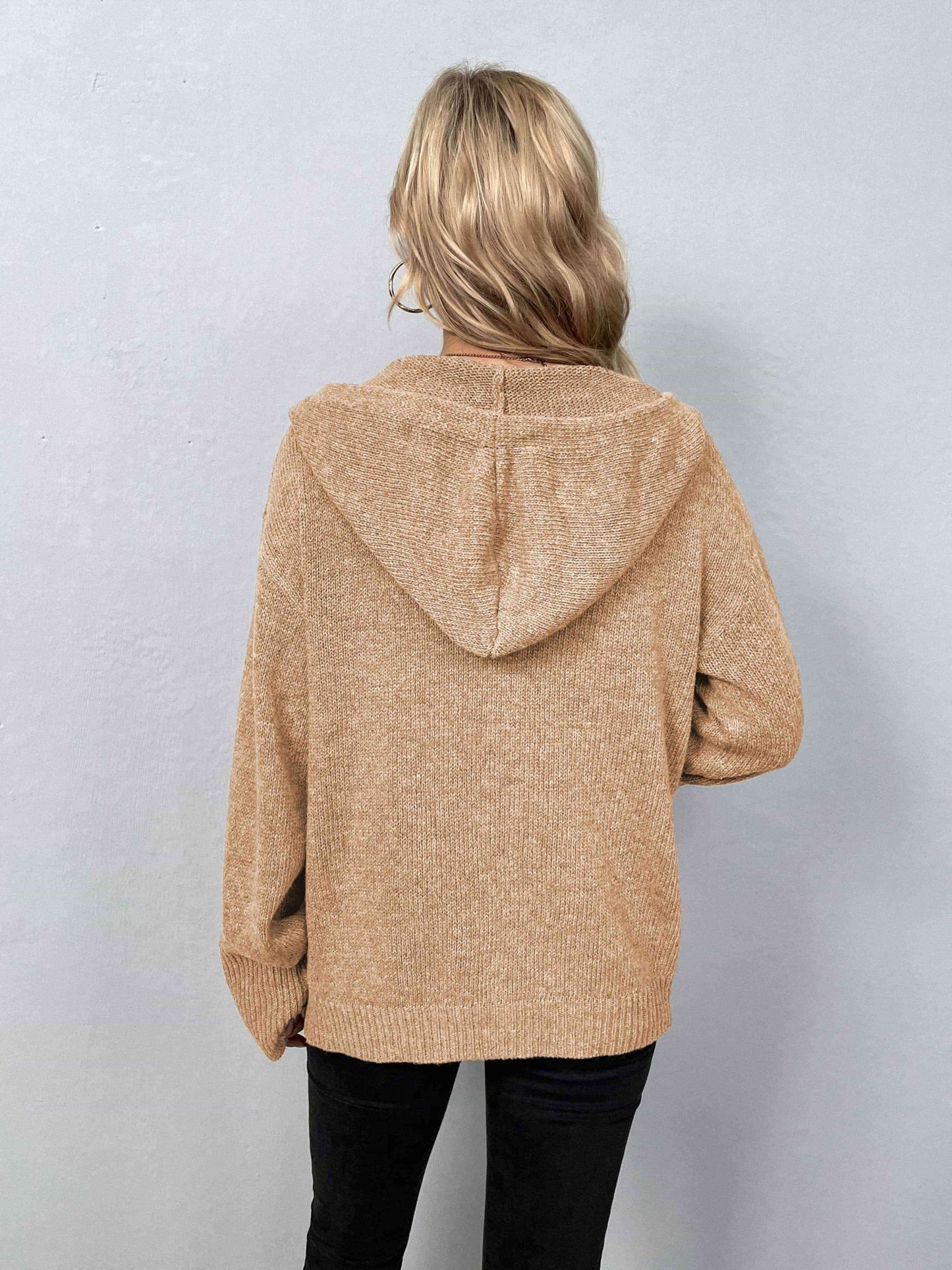 Button-Down Long Sleeve Hooded Sweater - Premium from Trendsi - Just $37! Shop now at ZLA