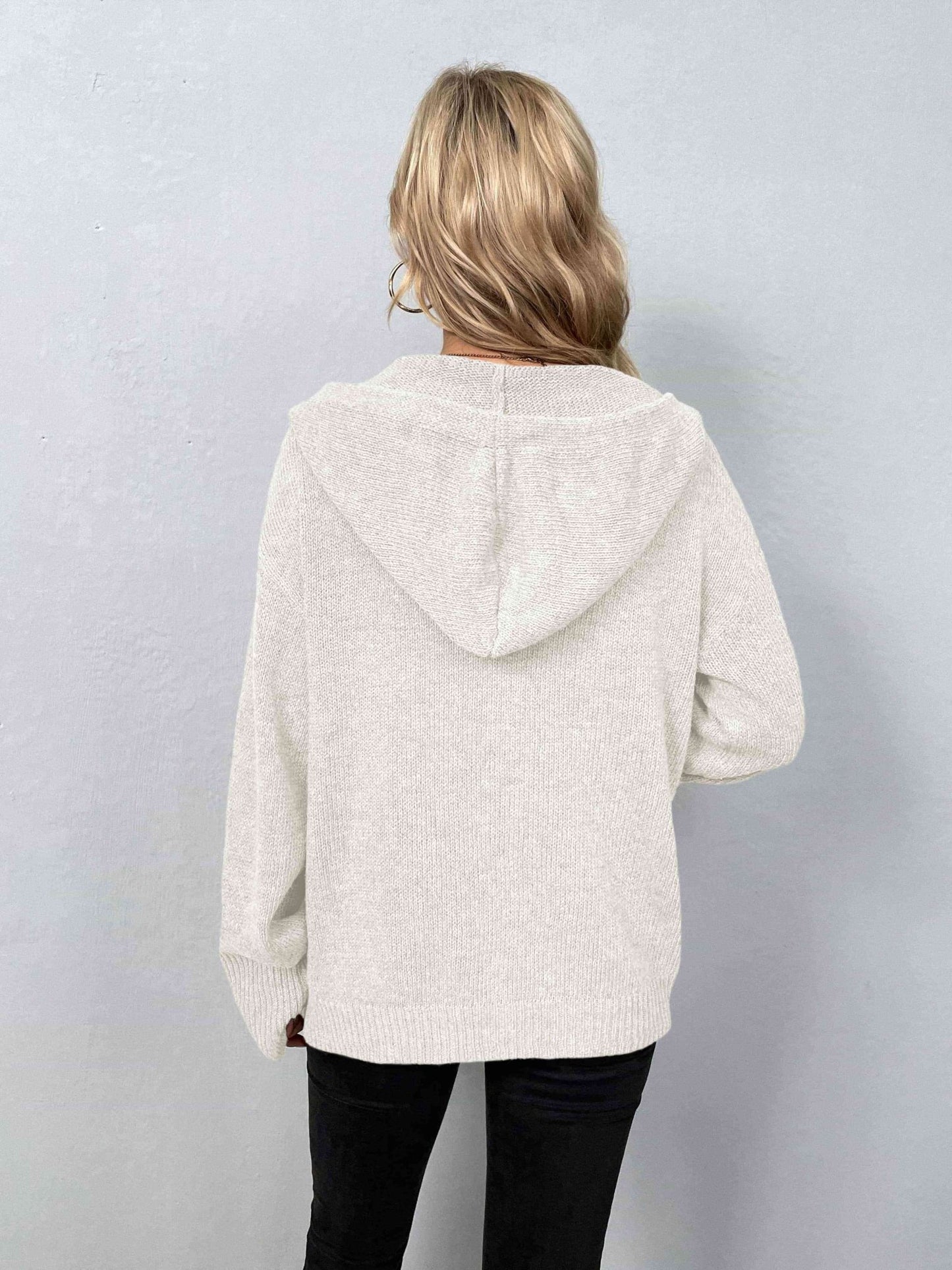 Button-Down Long Sleeve Hooded Sweater - Premium from Trendsi - Just $37! Shop now at ZLA