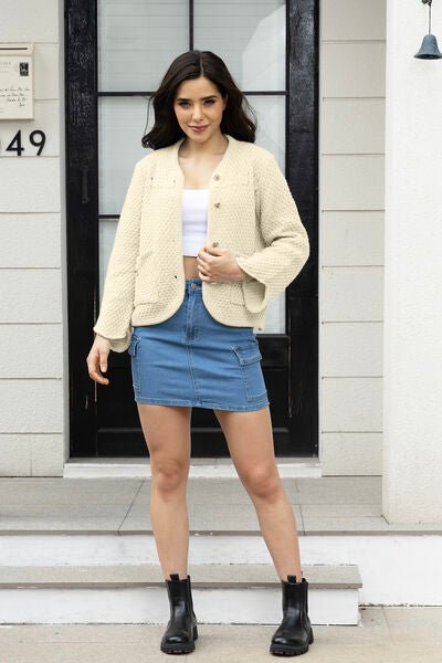 Button Up Long Sleeve Cardigan with Pockets - Premium from Trendsi - Just $35! Shop now at ZLA