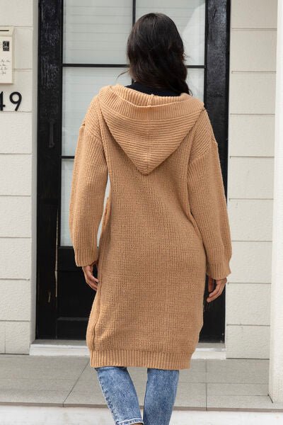 Button Up Long Sleeve Hooded Cardigan with Pockets - Premium from Trendsi - Just $54! Shop now at ZLA