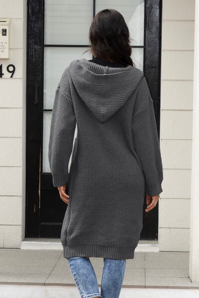Button Up Long Sleeve Hooded Cardigan with Pockets - Premium from Trendsi - Just $54! Shop now at ZLA