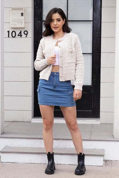 Button Up Round Neck Cardigan - Premium from Trendsi - Just $35! Shop now at ZLA