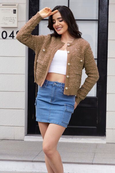 Button Up Round Neck Cardigan - Premium from Trendsi - Just $35! Shop now at ZLA