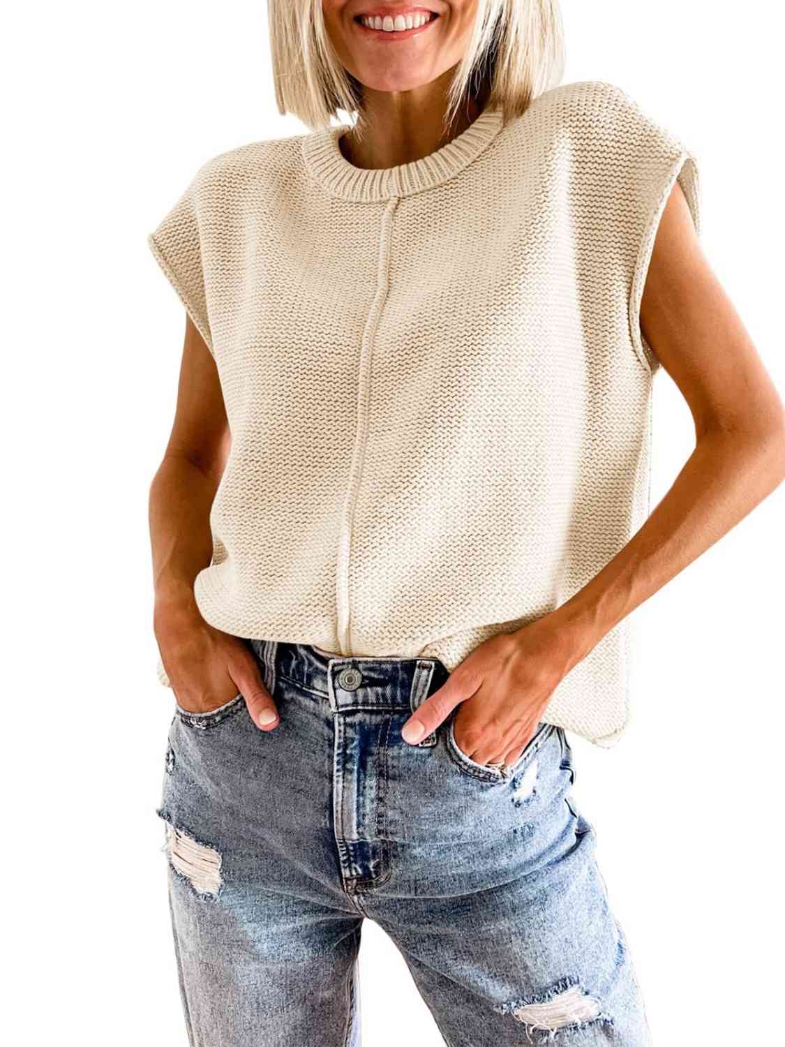 Cap Sleeve Sweater Vest - Premium from Trendsi - Just $25! Shop now at ZLA