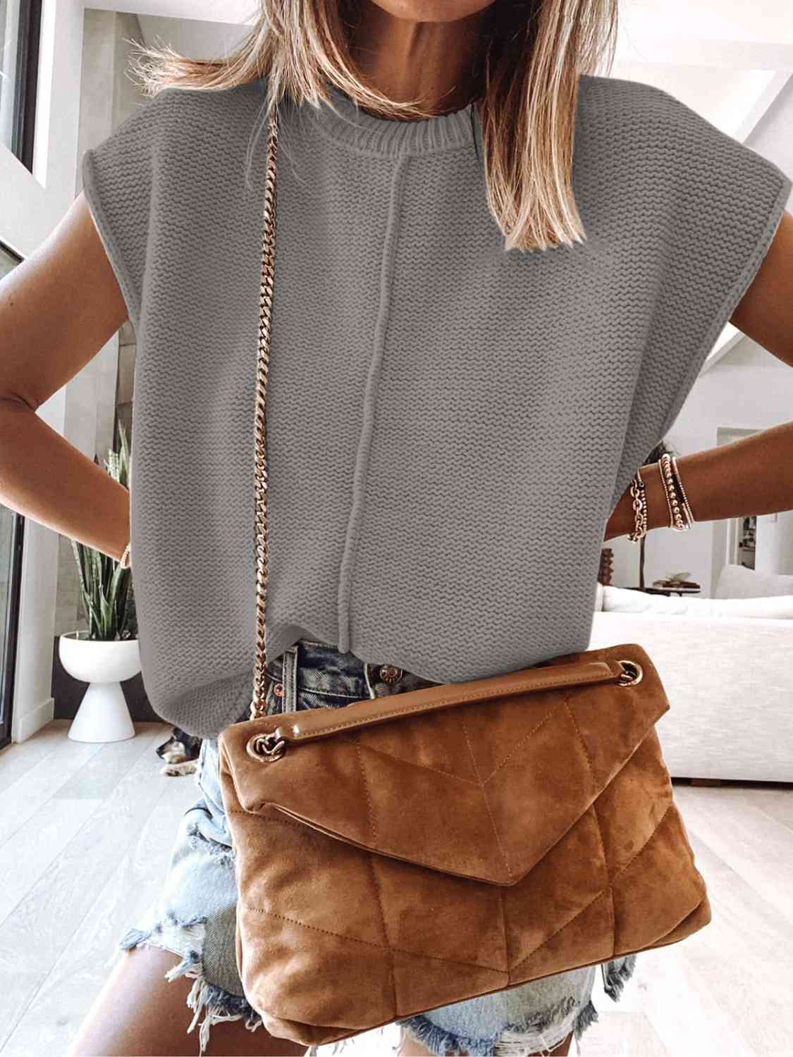 Cap Sleeve Sweater Vest - Premium from Trendsi - Just $25! Shop now at ZLA