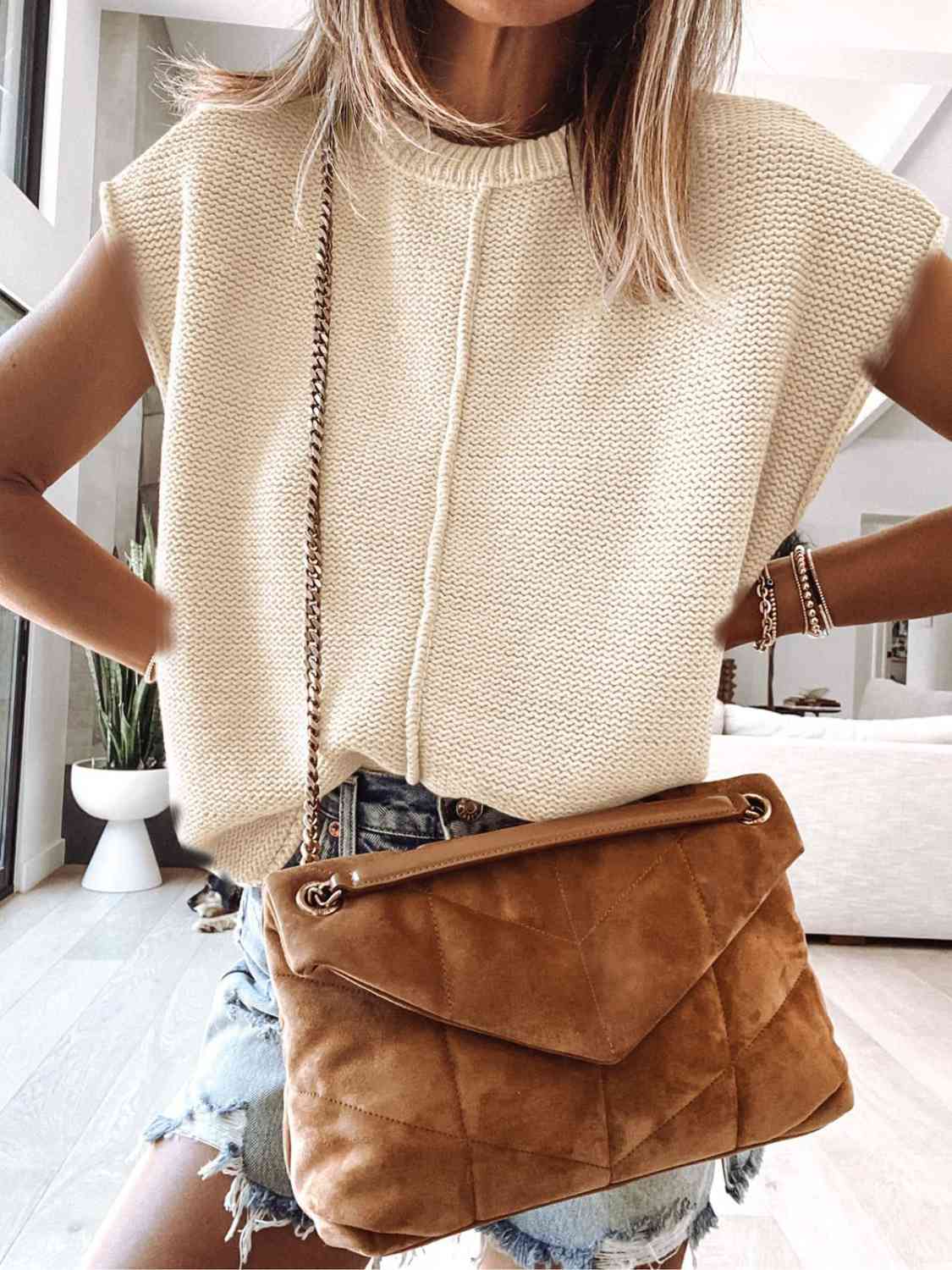 Cap Sleeve Sweater Vest - Premium from Trendsi - Just $25! Shop now at ZLA