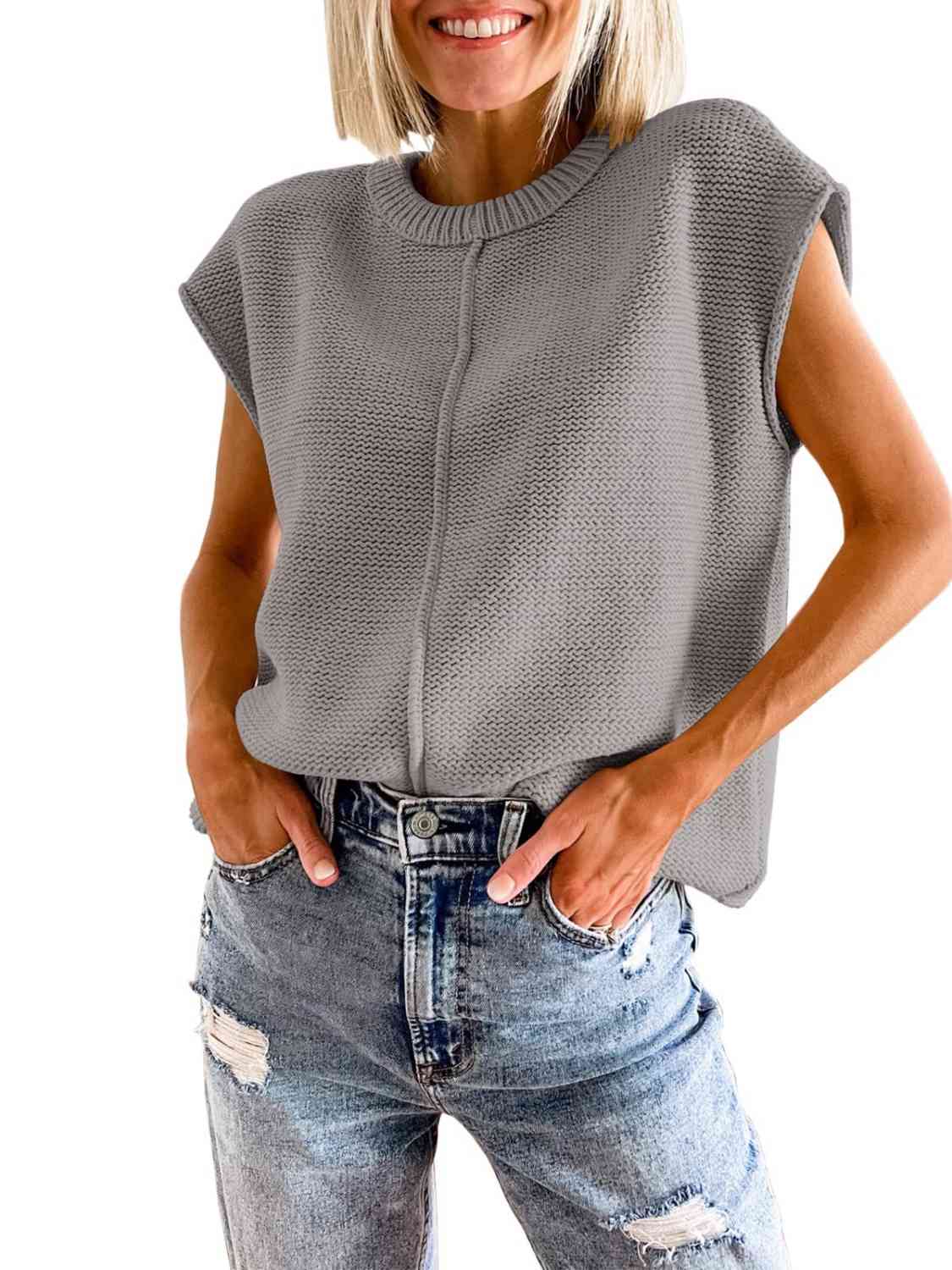 Cap Sleeve Sweater Vest - Premium from Trendsi - Just $25! Shop now at ZLA