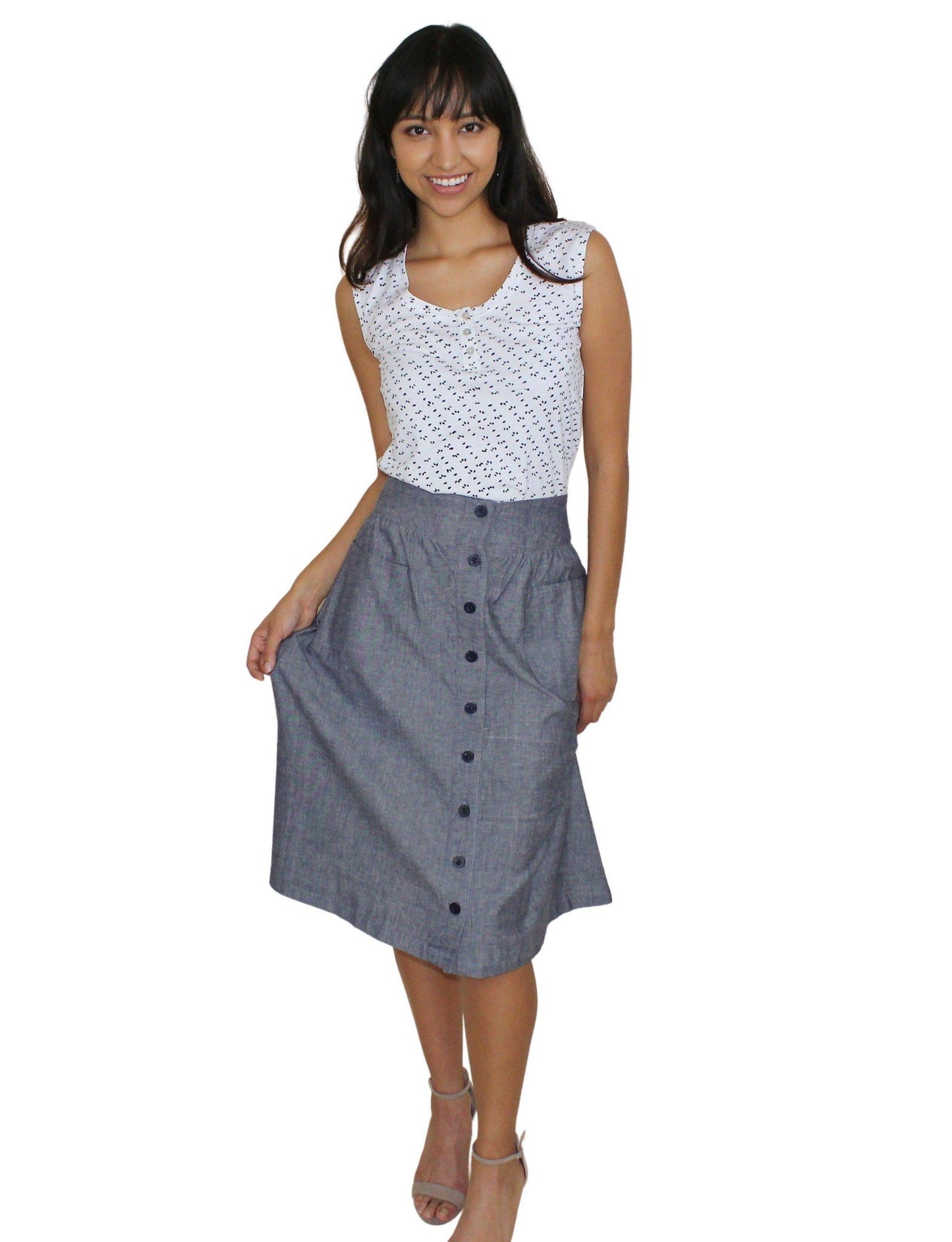 Chambray Midi Skirt - Premium from Passion Lilie - Just $62! Shop now at ZLA