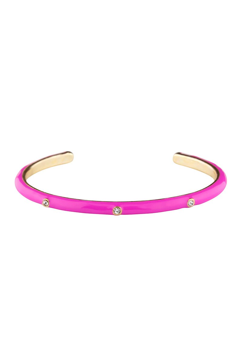 Color Metal Rhinestone Cuff Bracelet - ZLA