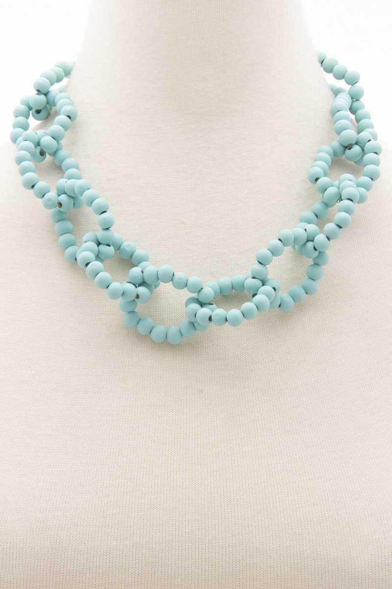 Color Wood Bead O Link Necklace - ZLA