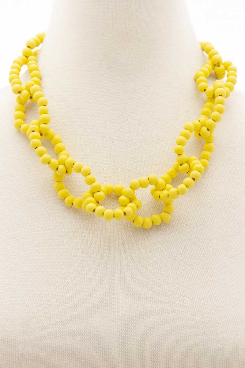 Color Wood Bead O Link Necklace - ZLA