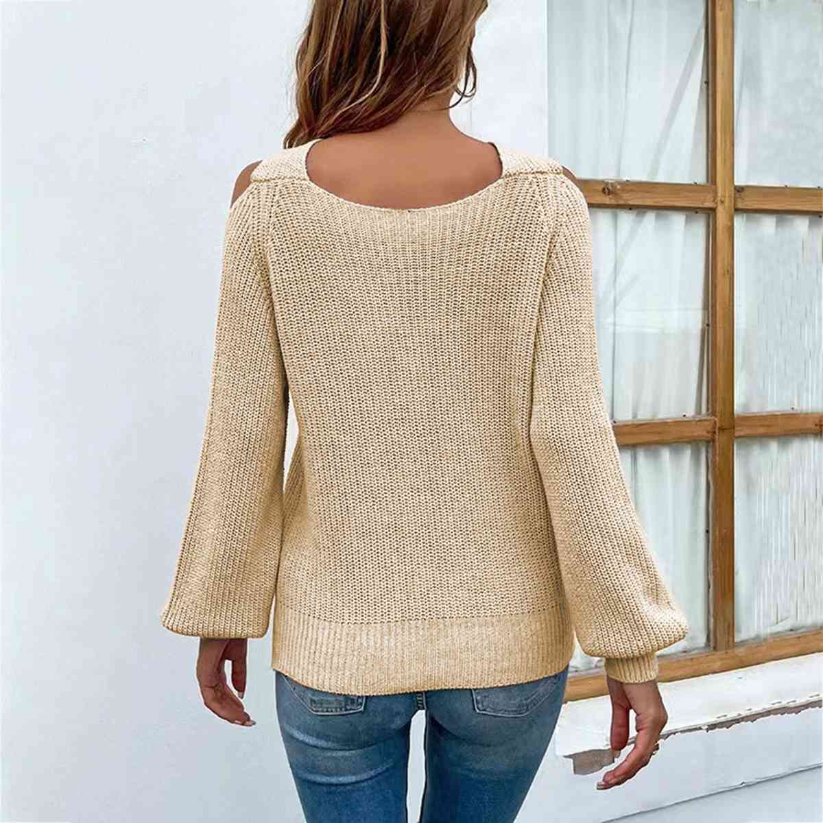 Crisscross Cold-Shoulder Sweater - Premium from Trendsi - Just $25! Shop now at ZLA