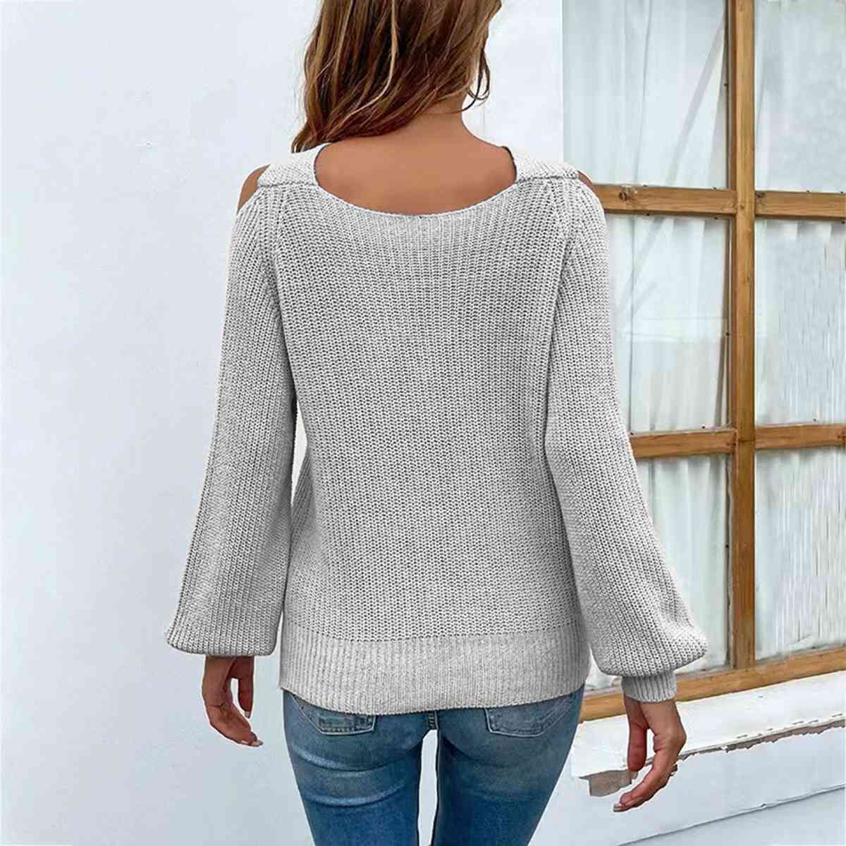 Crisscross Cold-Shoulder Sweater - Premium from Trendsi - Just $25! Shop now at ZLA