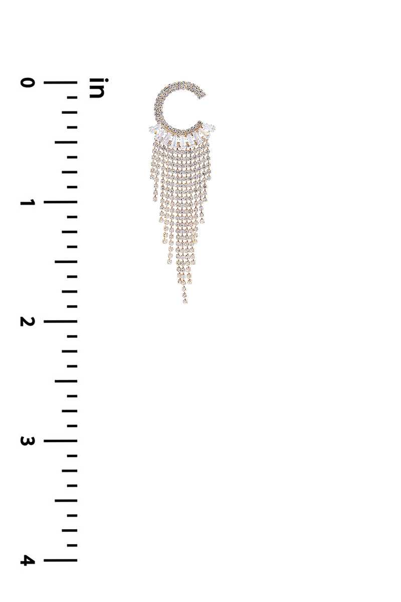 Crystal C Shape Baguette Fringe Earring - ZLA