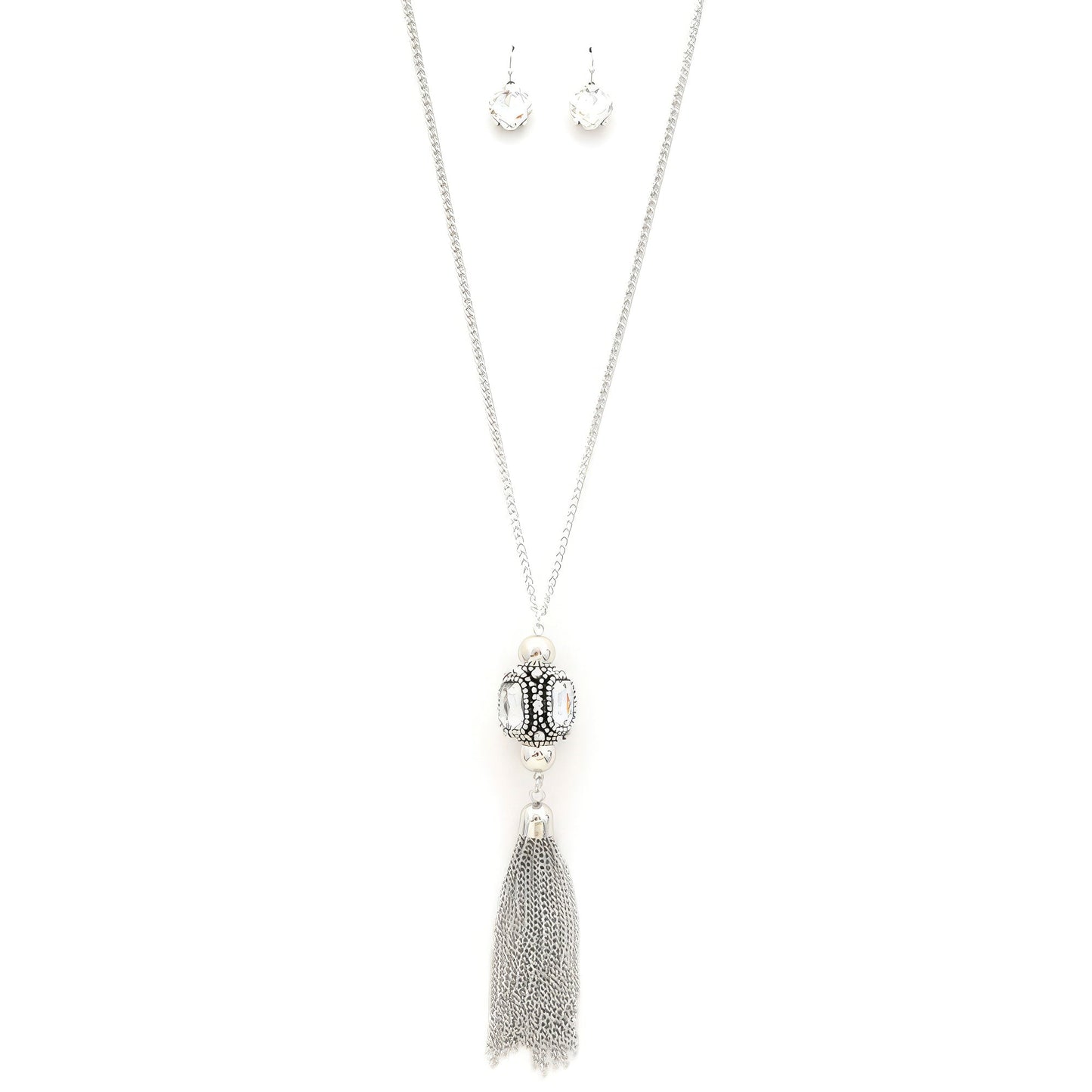 Cube Rhinestone Chain Tassel Necklace - Premium from ZLA - Just $14.50! Shop now at ZLA