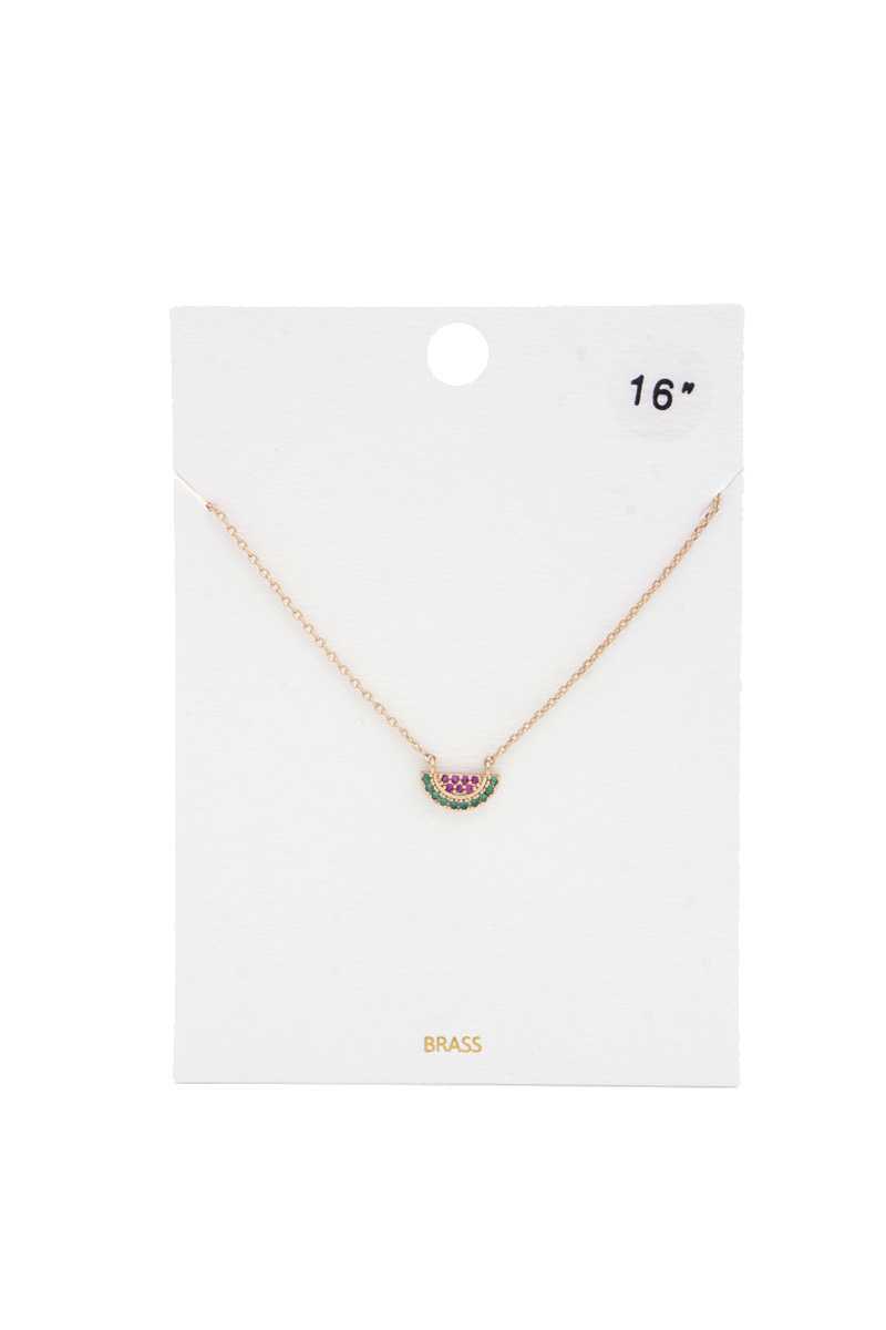 Dainty Watermelon Slice Charm Necklace - ZLA