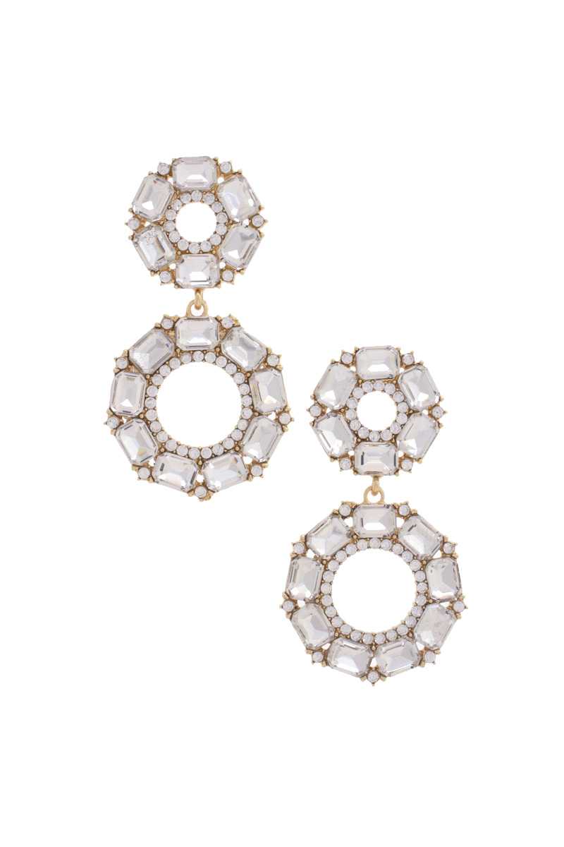 Double Circle Rhinestone Earring - ZLA