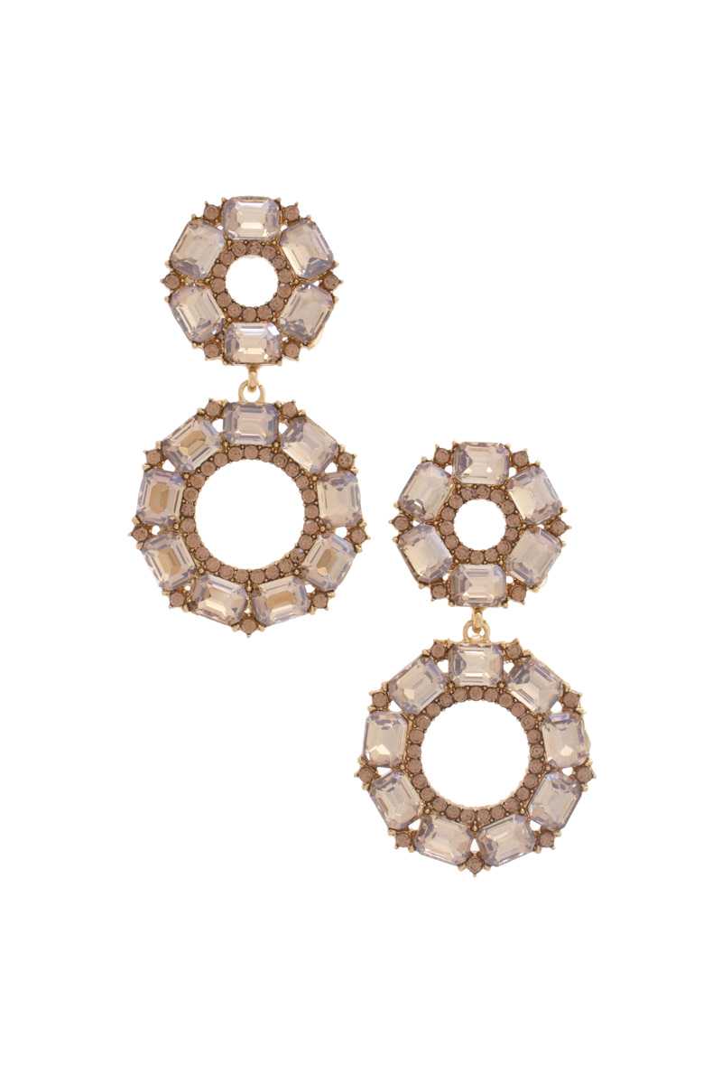 Double Circle Rhinestone Earring - ZLA