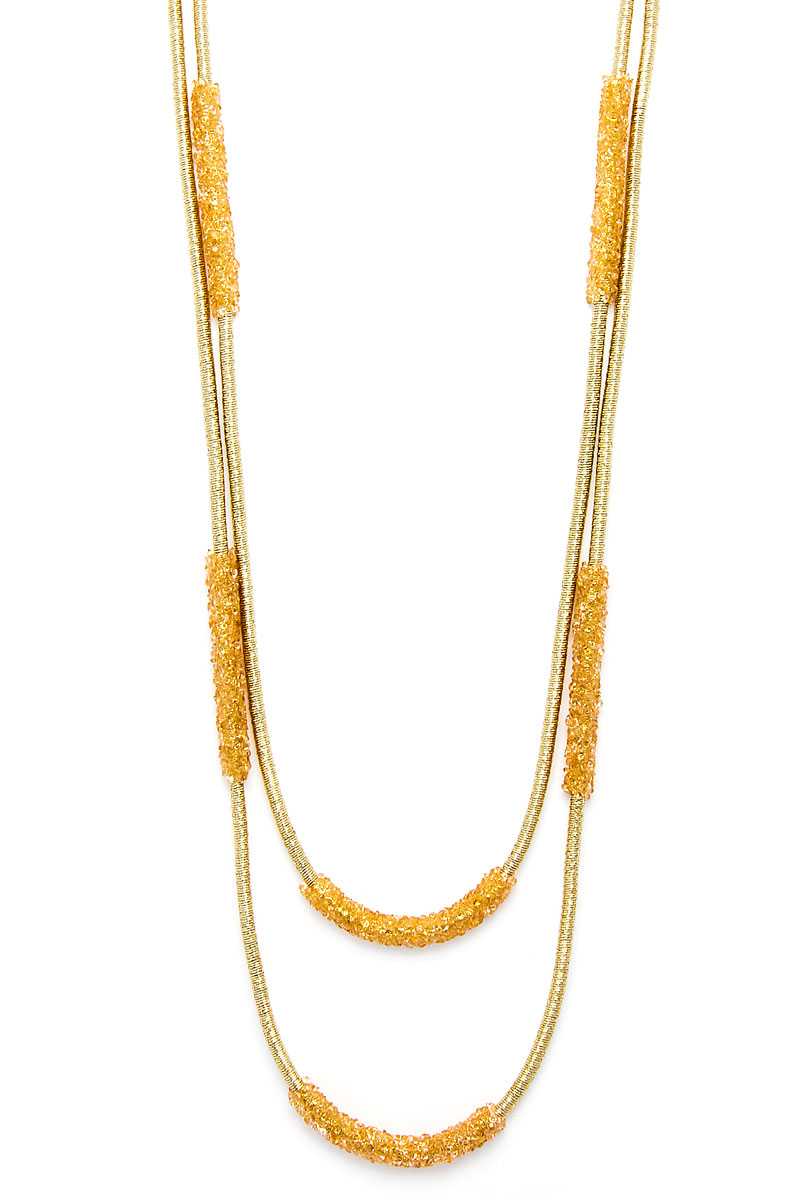 Double Layer Chic Long Necklace And Earring Set - ZLA