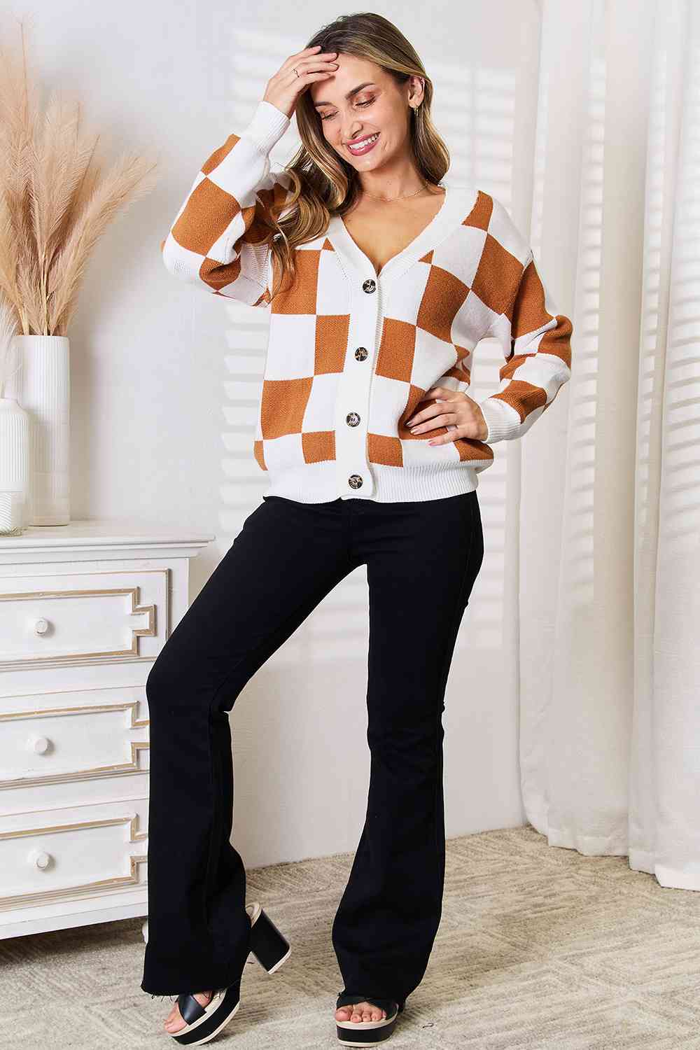 Double Take Button-Up V-Neck Dropped Shoulder Cardigan - Premium from Trendsi - Just $43! Shop now at ZLA