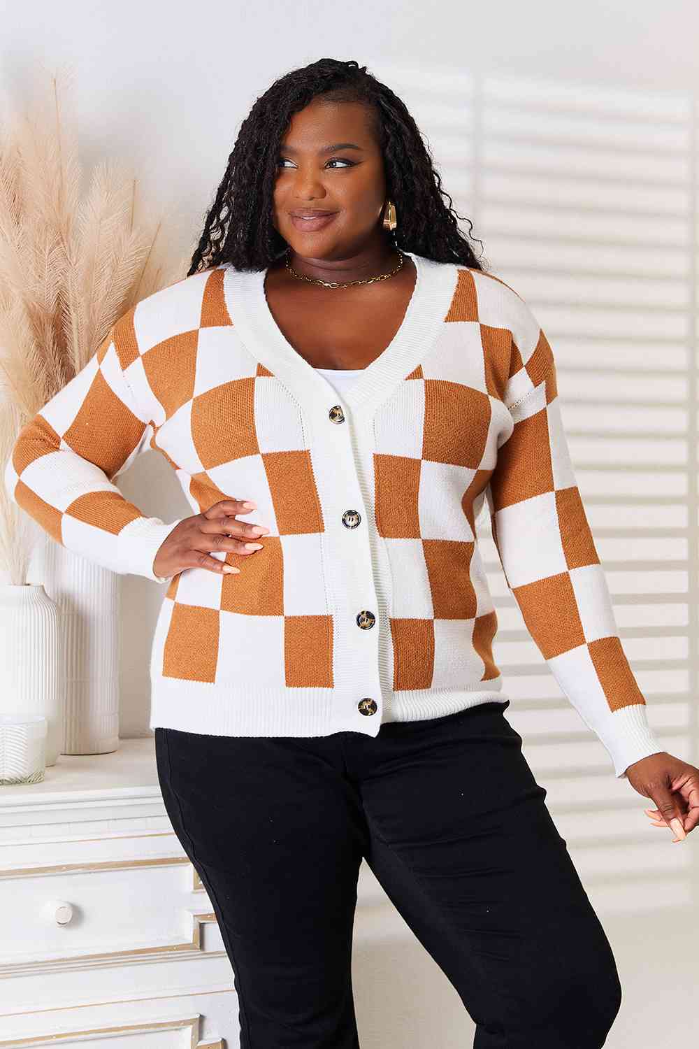 Double Take Button-Up V-Neck Dropped Shoulder Cardigan - Premium from Trendsi - Just $43! Shop now at ZLA