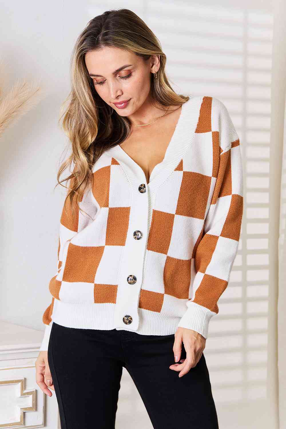 Double Take Button-Up V-Neck Dropped Shoulder Cardigan - Premium from Trendsi - Just $43! Shop now at ZLA