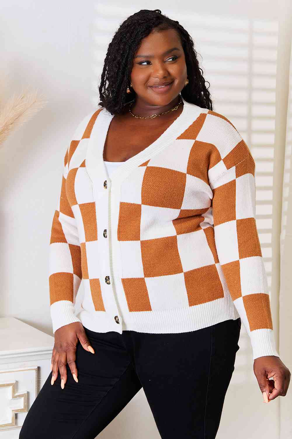 Double Take Button-Up V-Neck Dropped Shoulder Cardigan - Premium from Trendsi - Just $43! Shop now at ZLA