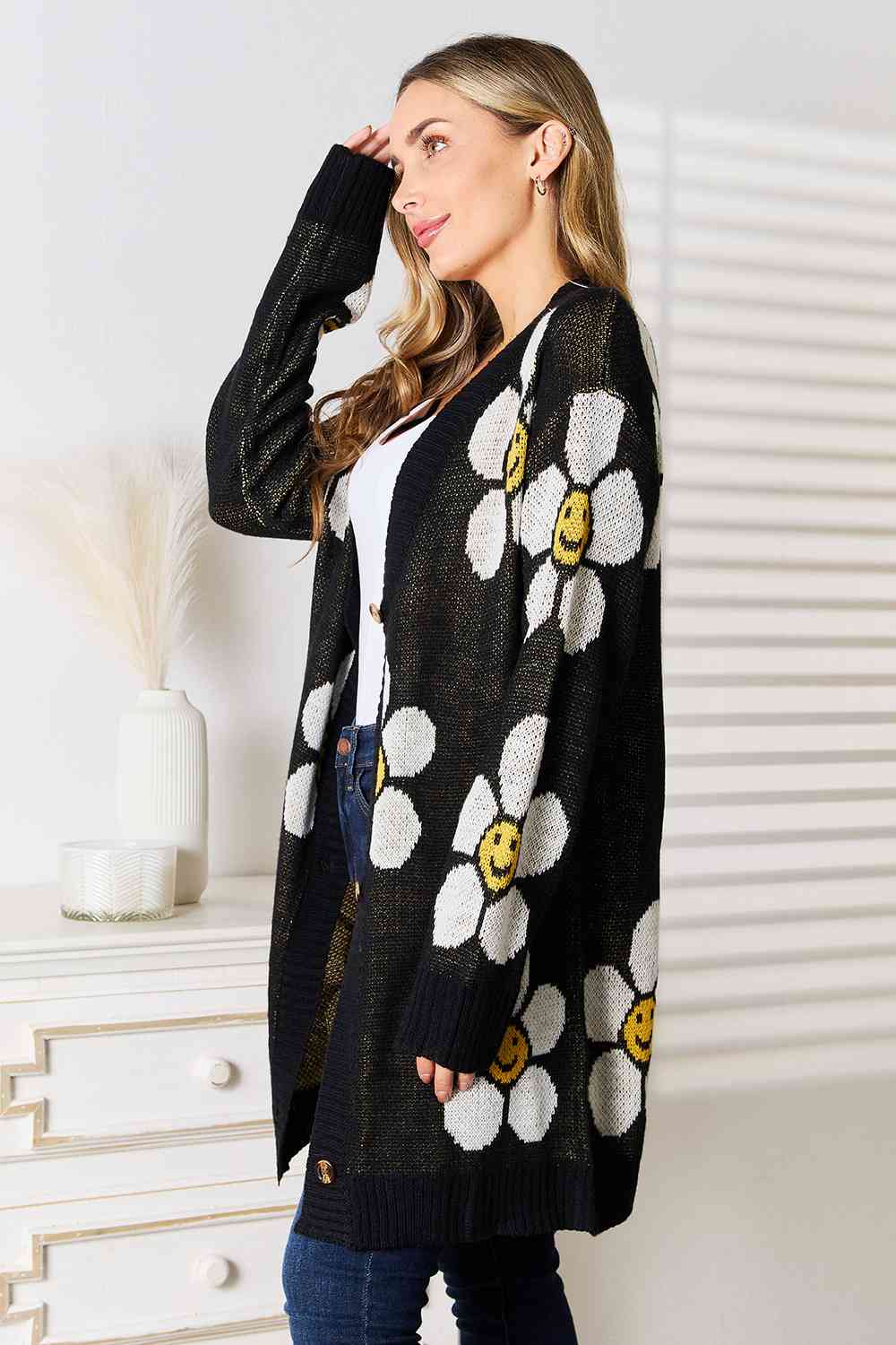 Double Take Floral Button Down Longline Cardigan - Premium from Trendsi - Just $34! Shop now at ZLA