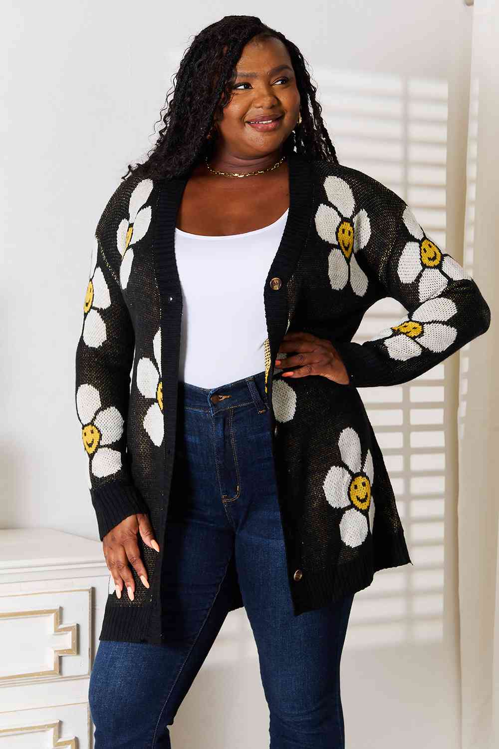 Double Take Floral Button Down Longline Cardigan - Premium from Trendsi - Just $34! Shop now at ZLA