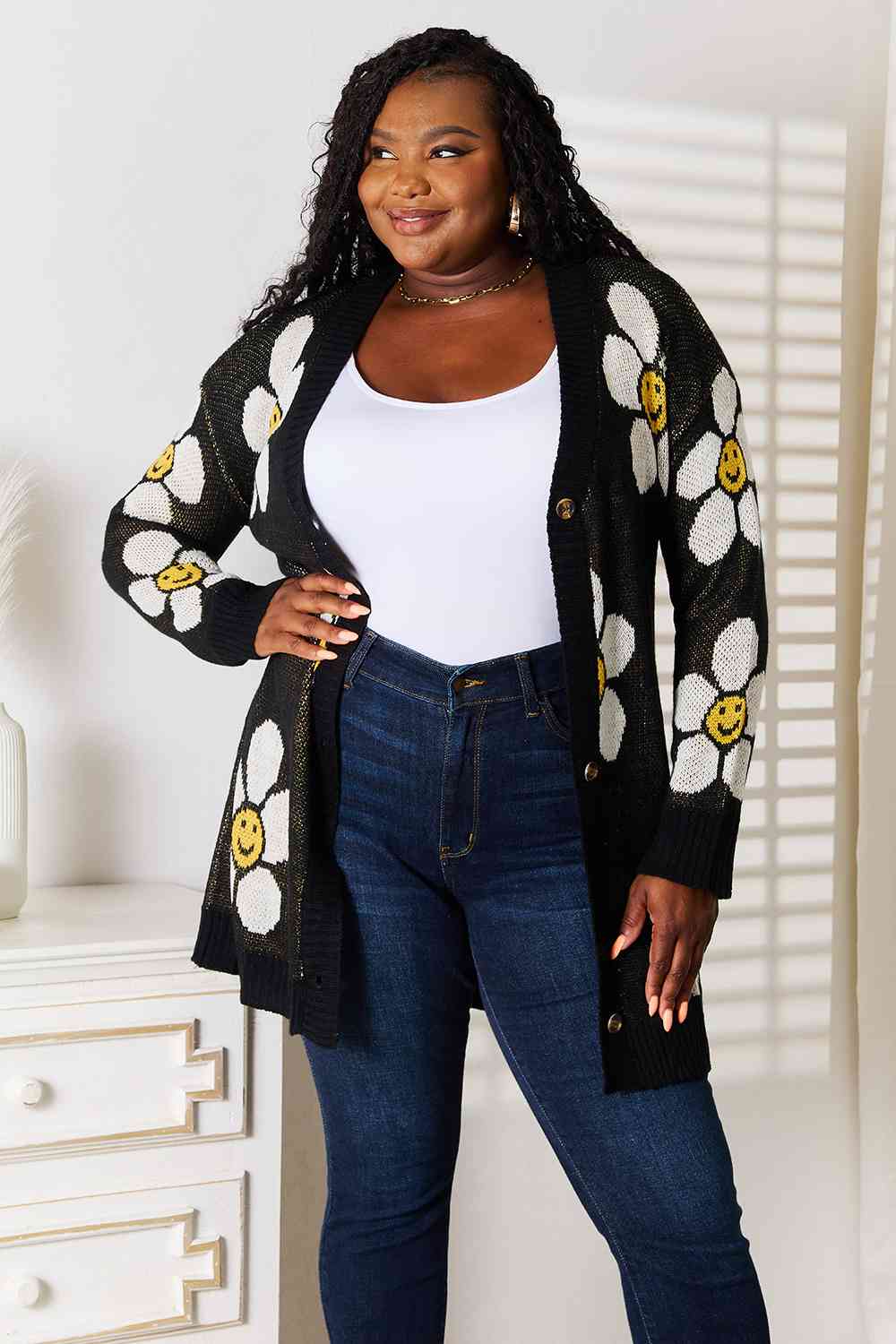 Double Take Floral Button Down Longline Cardigan - Premium from Trendsi - Just $34! Shop now at ZLA