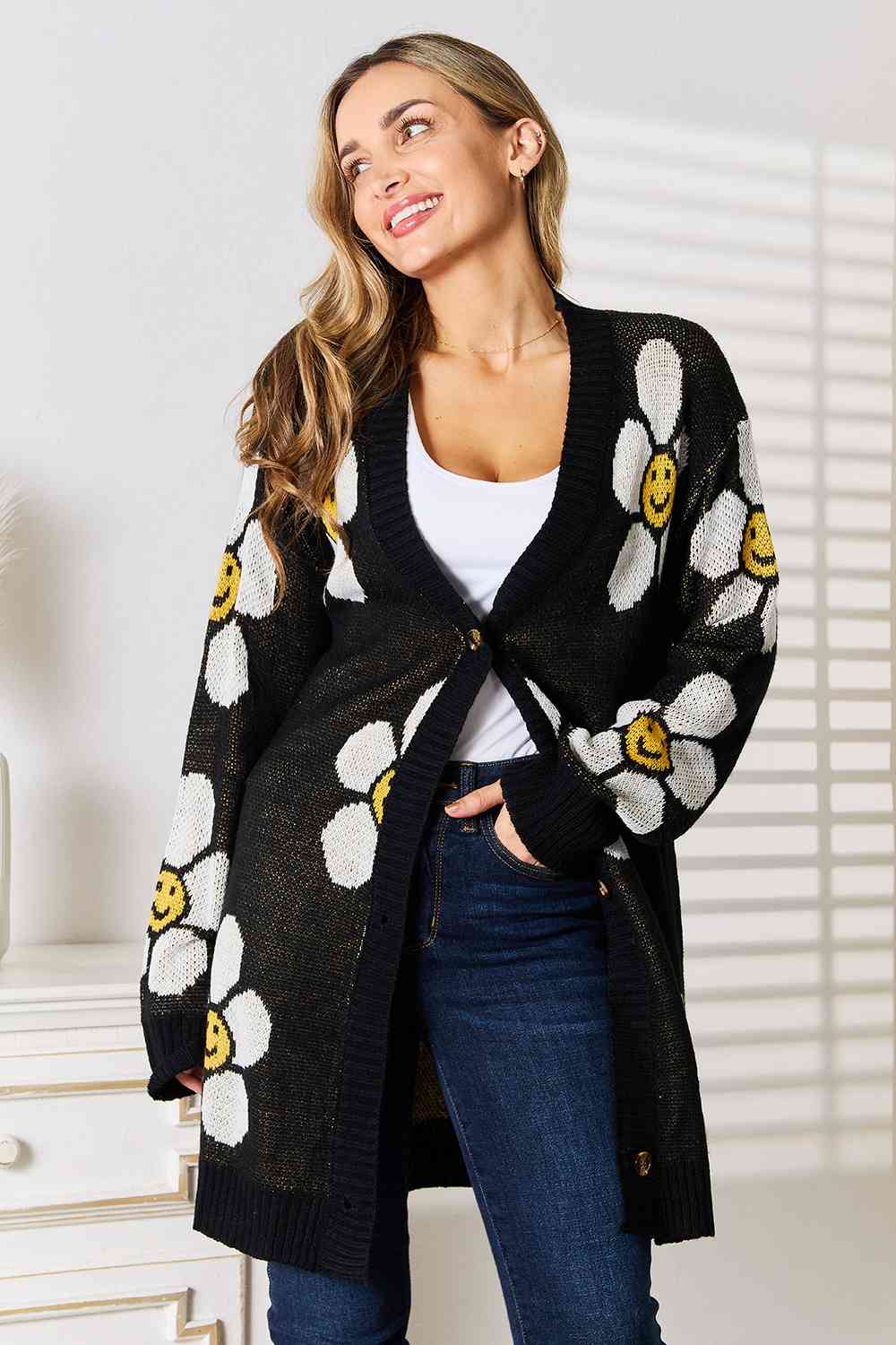 Double Take Floral Button Down Longline Cardigan - Premium from Trendsi - Just $34! Shop now at ZLA