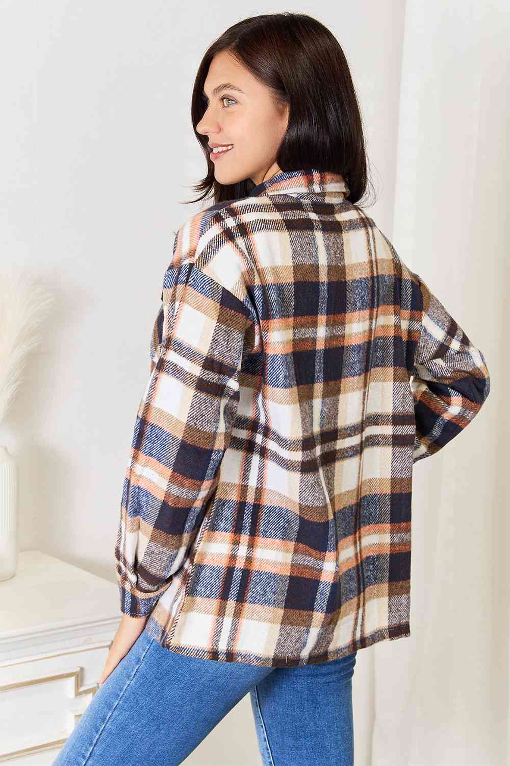 Double Take Plaid Button Front Shirt Jacket with Breast Pockets - Premium from Trendsi - Just $48! Shop now at ZLA