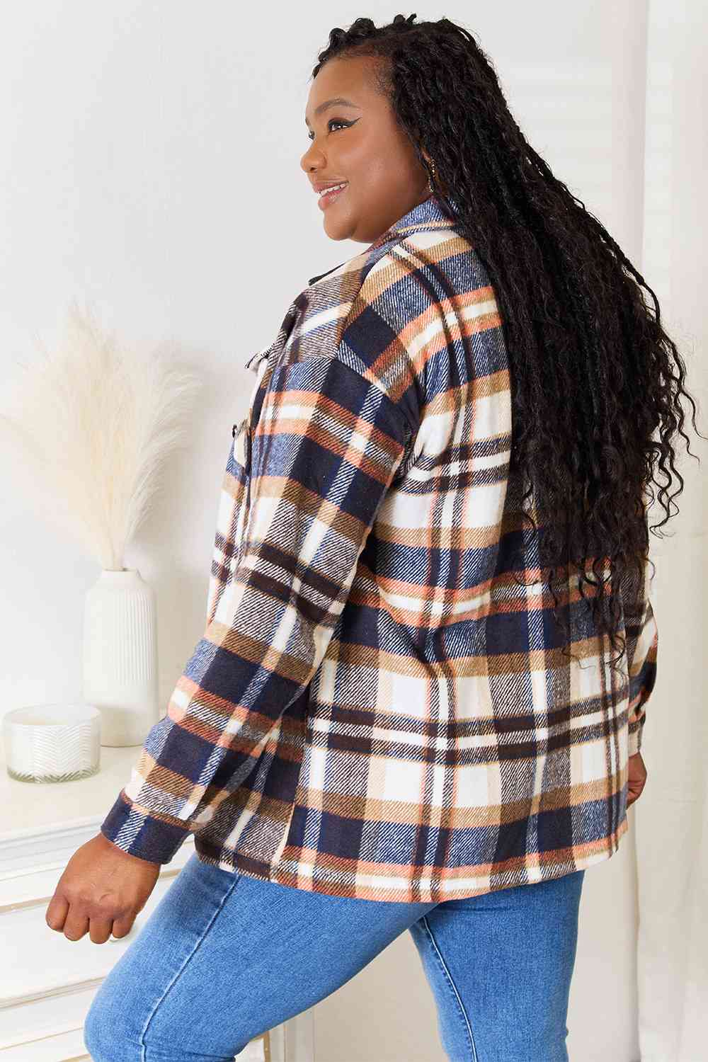 Double Take Plaid Button Front Shirt Jacket with Breast Pockets - Premium from Trendsi - Just $48! Shop now at ZLA
